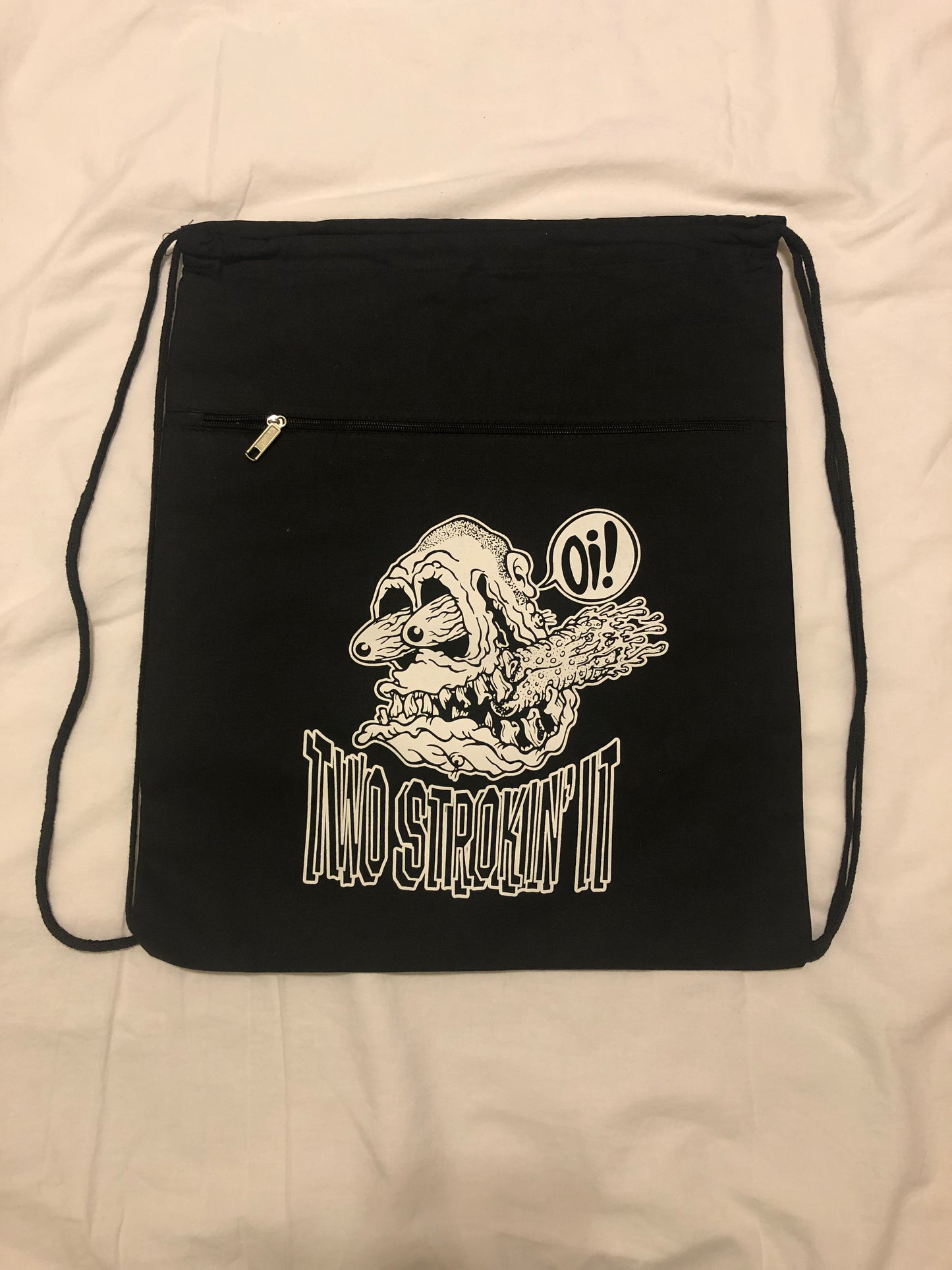 Two Strokin' It Drawstring Zipper Bag