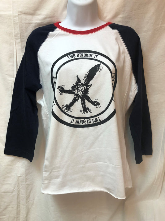 Two Strokin' It - Women's Cat Baseball T-Shirt