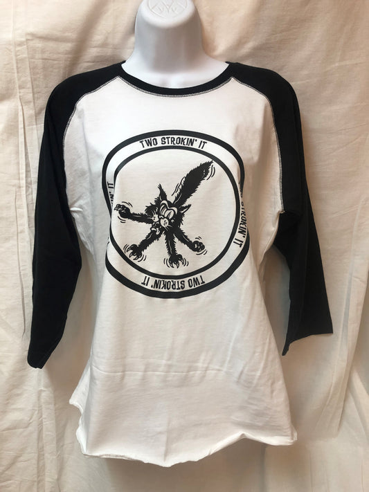 Two Strokin' It - Women's Cat Baseball T-Shirt